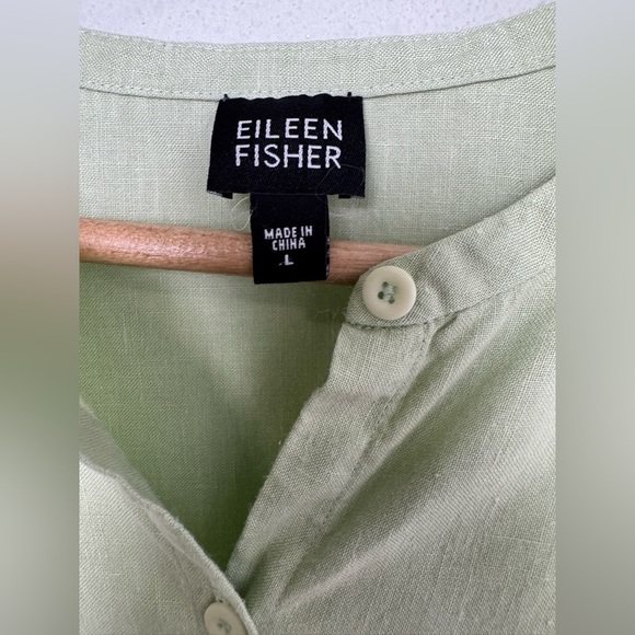 Eileen Fisher% Linen Green Button Front Boxy Tunic Size Large - Picture 10 of 13